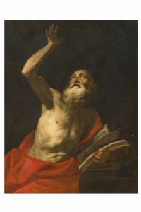 Orazio De Ferrari (Voltri 1606- Genova 1657), San Girolamo, olio su tela cm 110 x 85